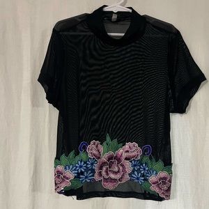 {Charlotte Russe} Sheer Flower Top